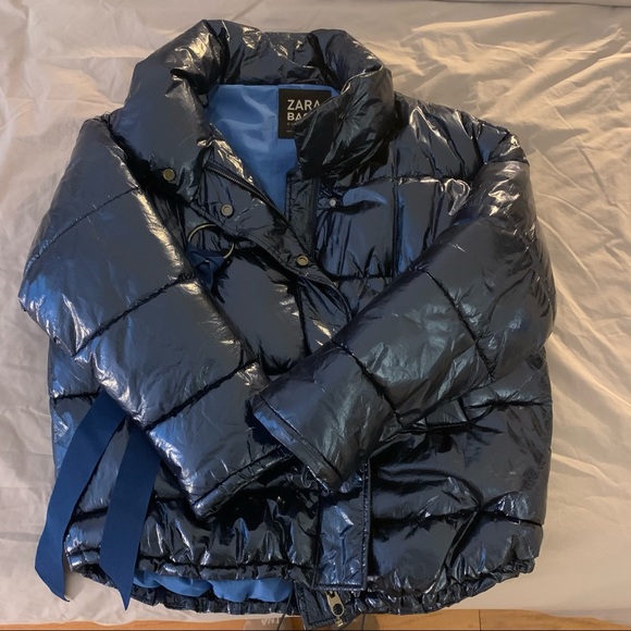 ZARA Metallic Blue Coat/ Outerwear puffer jacket⚡️❄️⚡️ - Picture 2 of 5
